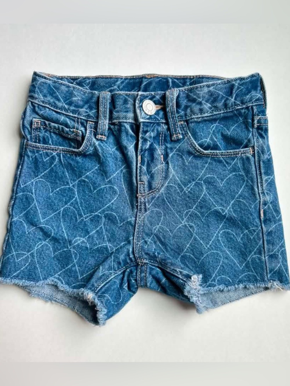 Old Navy Blue Heart-Print Denim Cutoff Shorts
